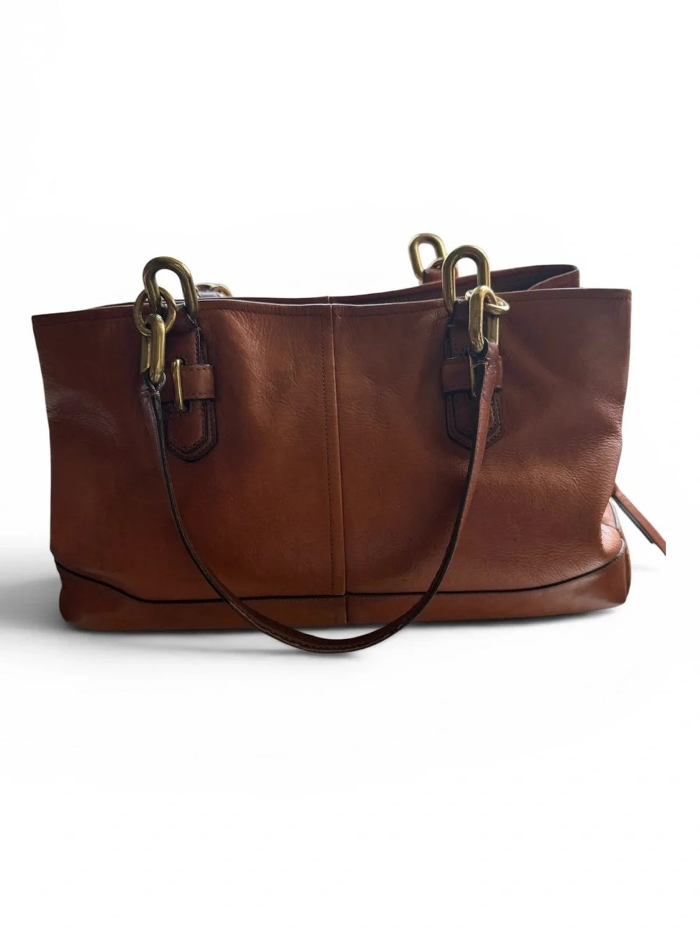 Coach Kristin Leather Tote 17811 Cognac Glove-Tanned Leather Brass Hardware